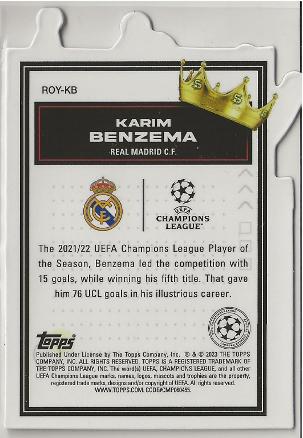 Karim Benzema | Madrid | Topps Superstars 2022/23 UCL Royalty Die-Cut