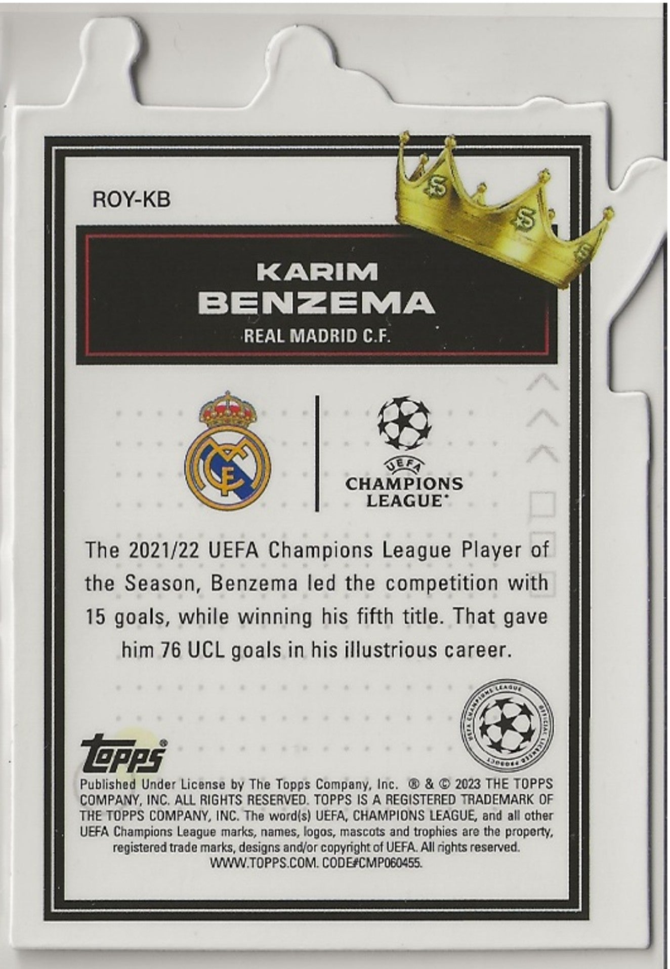 Karim Benzema | Madrid | Topps Superstars 2022/23 UCL Royalty Die-Cut
