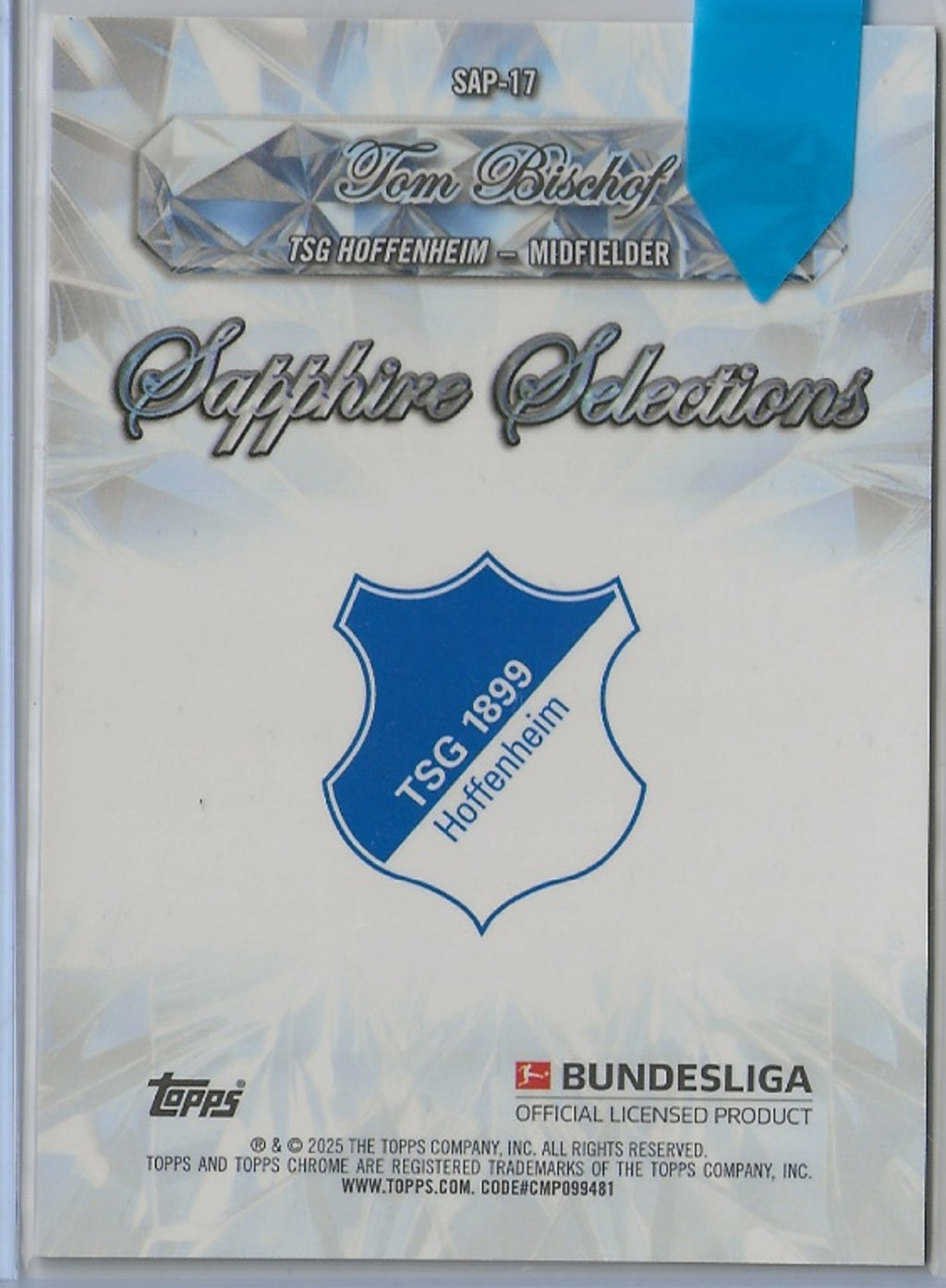 Tom Bischoff | TSG Hoffenheim | Topps Bundesliga Chrome Sapphire 2024/25 Sapphire Selections