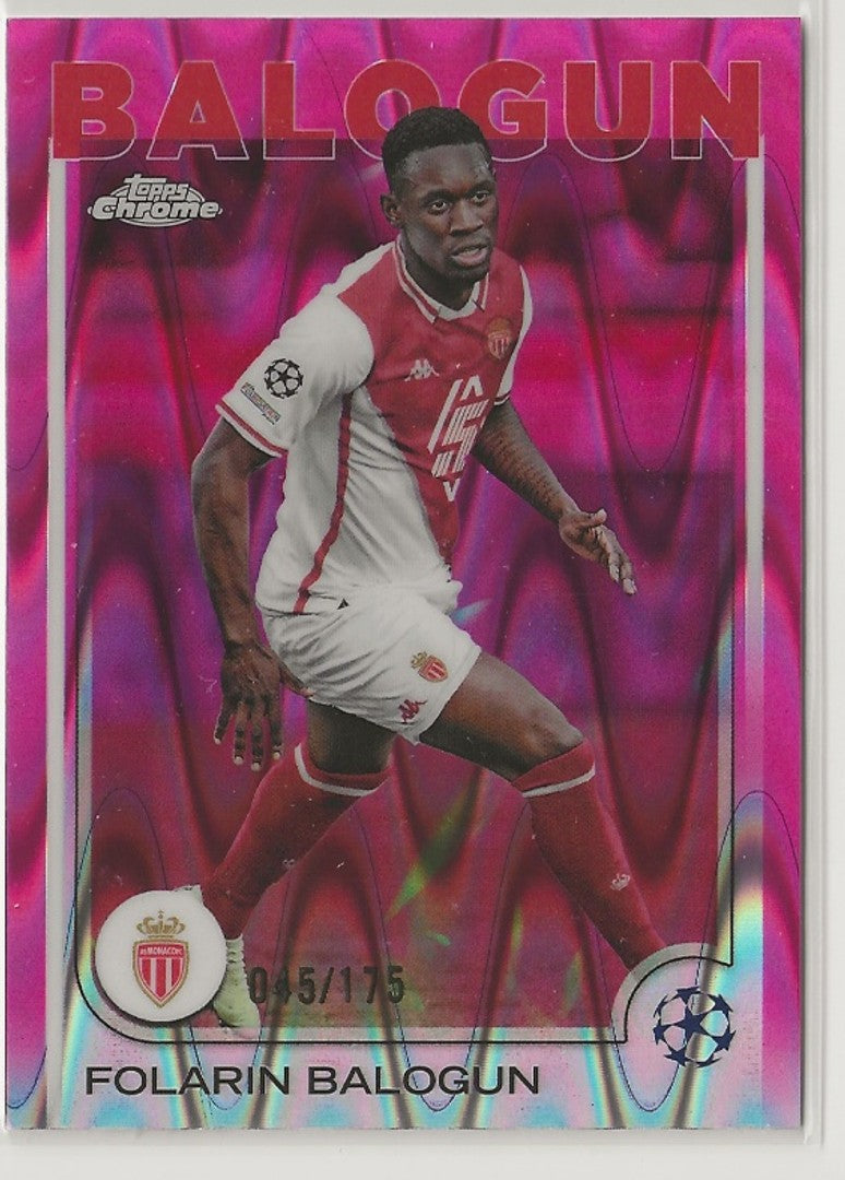 Folarin Balogun | AS Monaco | Topps UCC Chrome 2024/25 Neon Pink Ray Wave /175